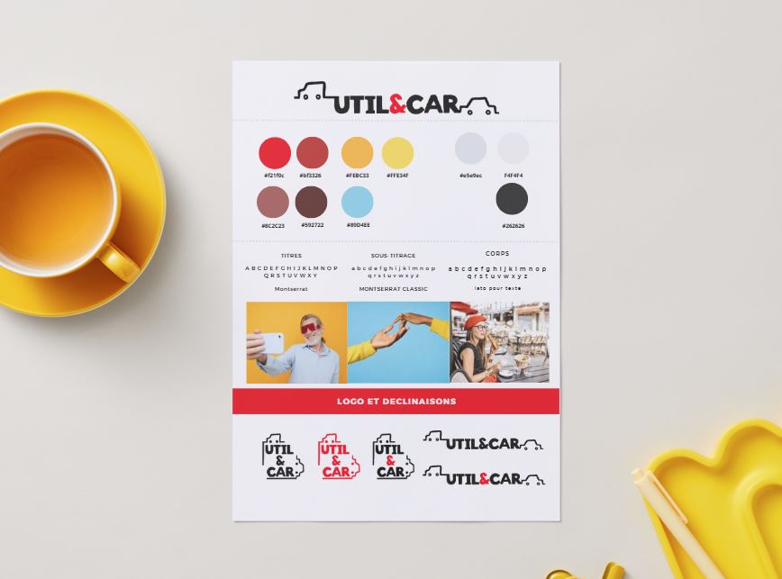 Ancien branding de l'entreprise Util and Car Bordeaux, générique et peu professionnel.